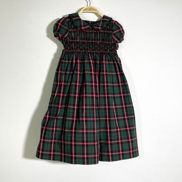 Janie and Jack Smocked Plaid Holiday Red Green Dress Toddler 3T - Picture 3 of 12